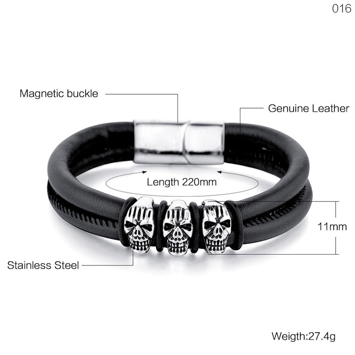 Wholesale Bracelet Titanium Steel Skull Braided Belt Men's Bracelet MOQ≥2 JDC-BT-HaiT003