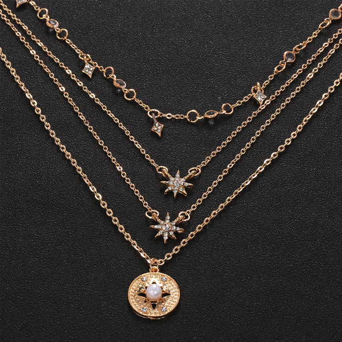 Wholesale necklace alloy boho fashion fashion full diamond star multi-layer JDC-NE-MYL010