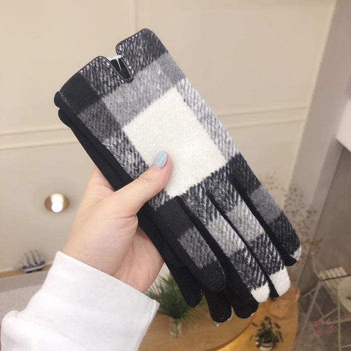 Wholesale Gloves Woolen Houndstooth Warm Touch Screen Riding JDC-GS-BoY001