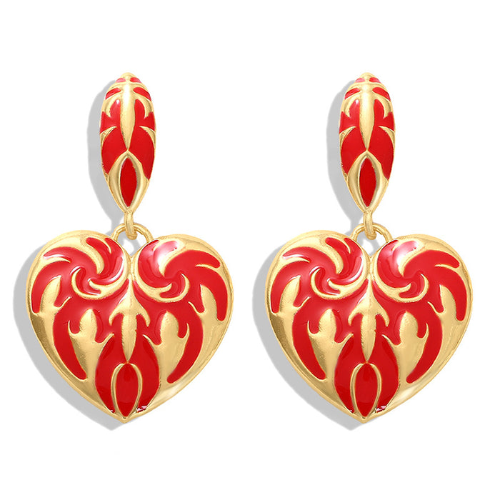 Wholesale Earrings Alloy Ceramic Color Glaze Heart Shape Mask JDC-ES-V079