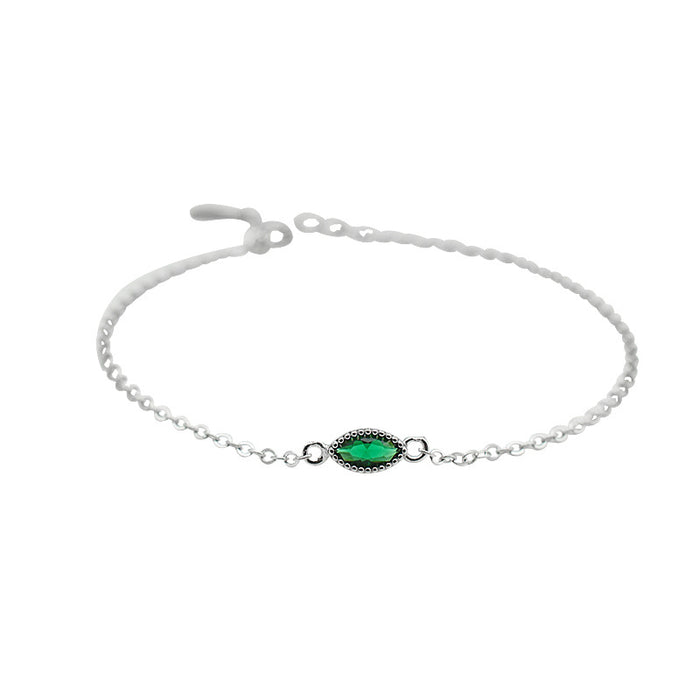 Wholesale Bracelet Silver Emerald Olive Branch Diamond Extra Thin Bracelet JDC-BT-DeLon007