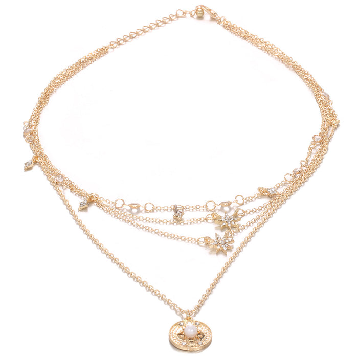 Wholesale necklace alloy boho fashion fashion full diamond star multi-layer JDC-NE-MYL010