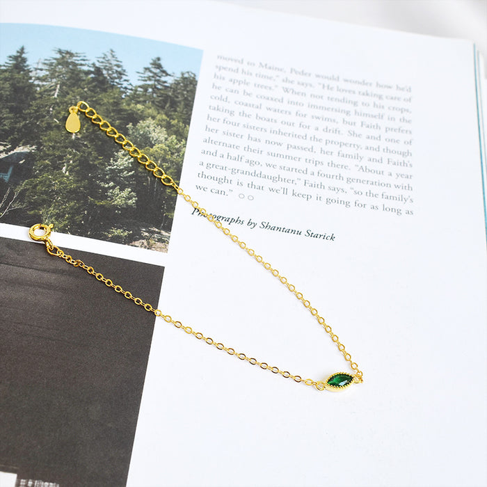 Wholesale Bracelet Silver Emerald Olive Branch Diamond Extra Thin Bracelet JDC-BT-DeLon007