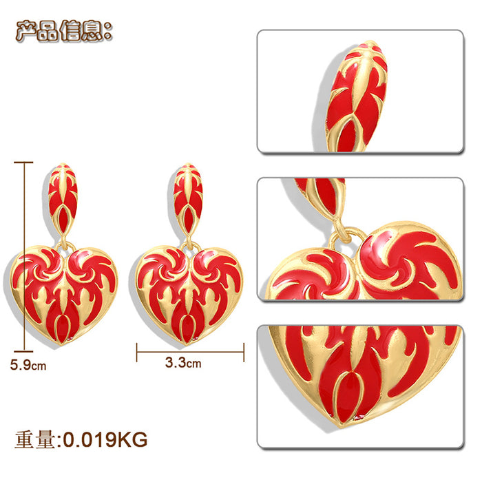Pendientes al por mayor aleación Cerámica Color Glaze Masilla de la forma del corazón JDC-ES-V079