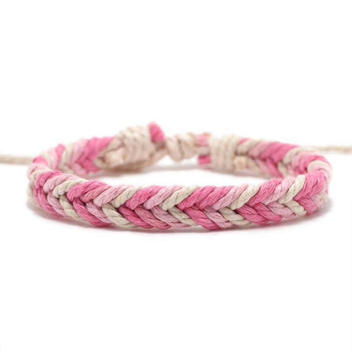 Wholesale Hand Woven Cotton Linen Chevron Bracelet MOQ≥2 JDC-BT-QianY002