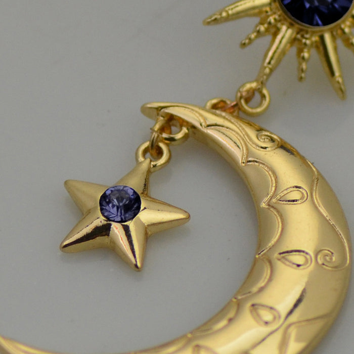 Wholesale Alloy Diamond Star Moon Earrings MOQ≥2 JDC-ES-JuY002