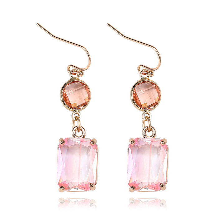 Wholesale Gradient Color Copper K9 Glass Crystal Earrings MOQ≥2 JDC-ES-Zhongn011