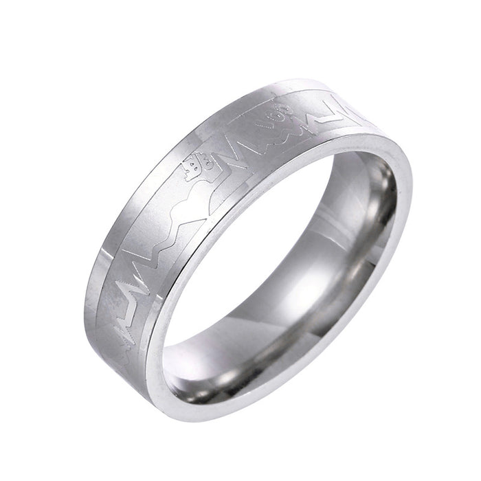 Wholesale Rings Titanium Steel Men ECG Couple MOQ≥2 JDC-RS-ShouM012