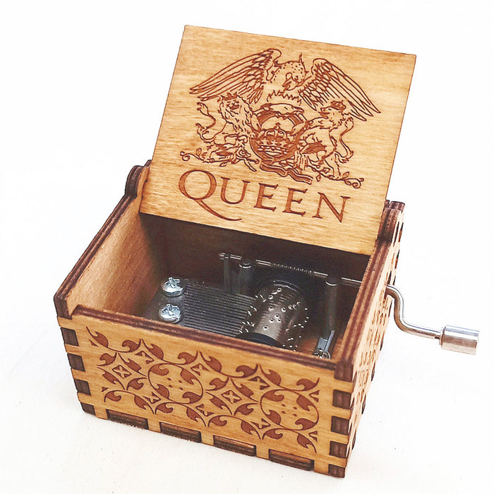 Wholesale Toy Queen Music Box Hand Rock Wooden Bohemian Rhapsody MOQ≥5 JDC-FT-YaYUN004