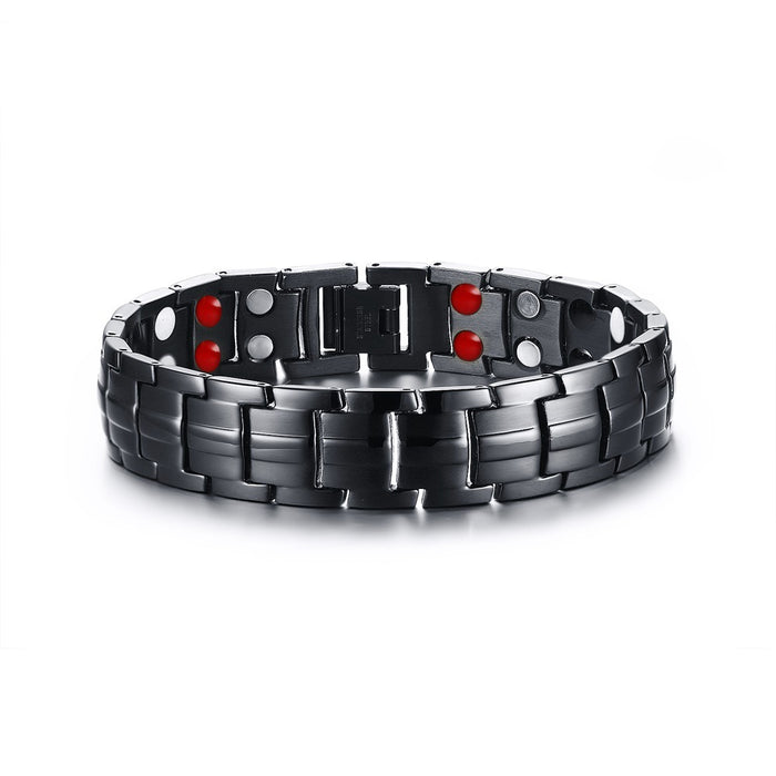 Wholesale Stainless Steel Double Row Magnet Bracelet Black JDC-BT-WJTD001