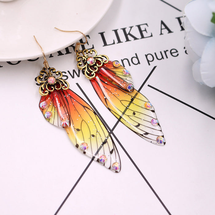 Pendientes al por mayor de plástico Long Butterfly Wings Ganchos para la oreja JDC-ES-NINA001