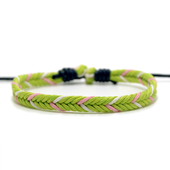 Wholesale Hand Woven Cotton Linen Chevron Bracelet MOQ≥2 JDC-BT-QianY001