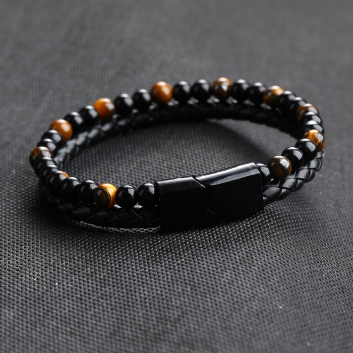Wholesale Natural Agate Stone Leather Bracelet Stone Beads JDC-BT-DiS001