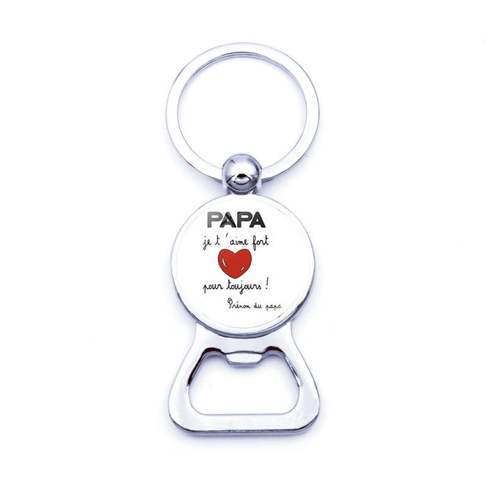 Wholesale Father's Day Gift Super Papa Bottle Opener Glass Alloy Keychain JDC-KC-XuS016