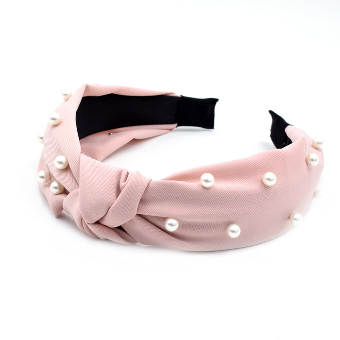 Wholesale autumn and winter pearl headband simple cross solid color JDC-HD-GSN010