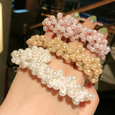 Jewelry WholesaleWholesale 8 Colors Whole Circle Pearl Hair Ring Rubber Band Hair Rope JDC-HS-RXGS005 Hair Scrunchies 格尚 %variant_option1% %variant_option2% %variant_option3%  Factory Price JoyasDeChina Joyas De China