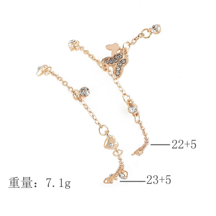 Wholesale Women's Butterfly Love Multilayer Anklet MOQ≥3 JDC-AS-Xujue003