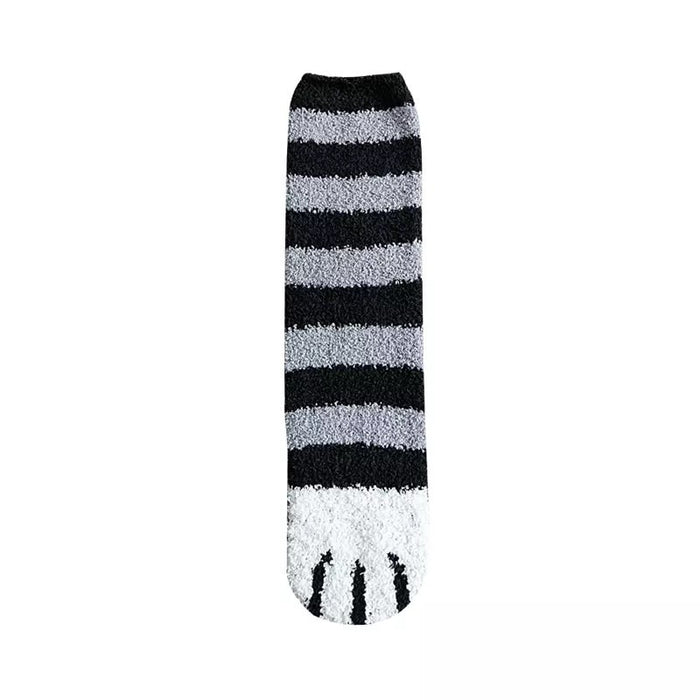 Wholesale socks autumn and winter style plus velvet thick warm cartoon cute cat paws MOQ≥5 JDC-SK-FNiu003