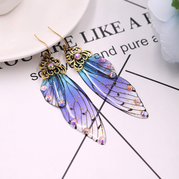 Pendientes al por mayor de plástico Long Butterfly Wings Ganchos para la oreja JDC-ES-NINA001