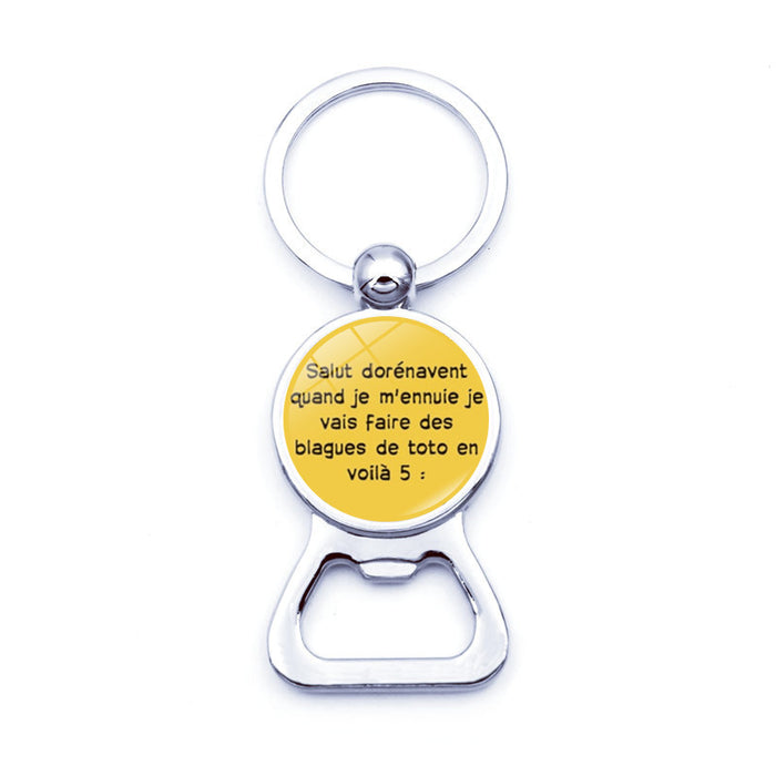 Wholesale Father's Day Gift Super Papa Bottle Opener Glass Alloy Keychain JDC-KC-XuS016