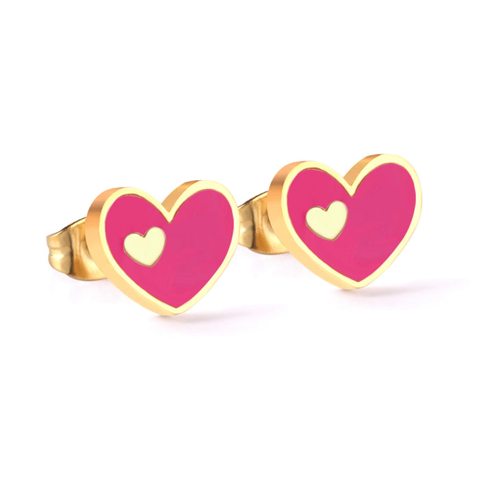 Wholesale Simple Heart With Shell Stud Earrings MOQ≥3 JDC-ES-Aiseng004
