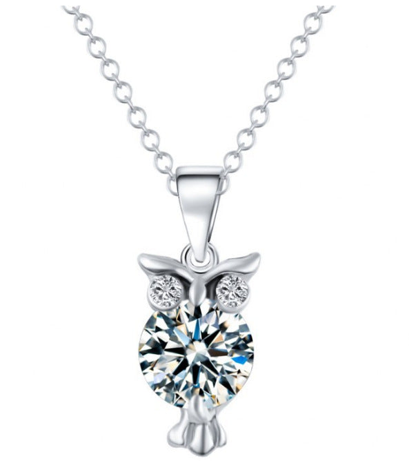 Wholesale Necklace Alloy Flashing Diamond Zircon Owl MOQ≥2 JDC-NE-LangY003