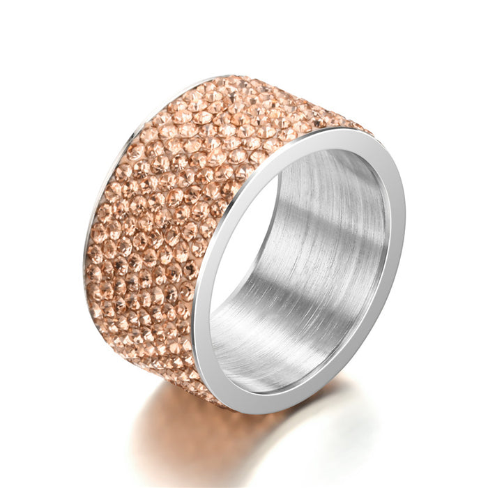 Aleación de anillo al por mayor Juego de acero de titanio masculino extra ancho con diamantes JDC-RS-DINGC023