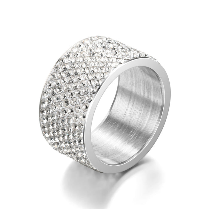 Aleación de anillo al por mayor Juego de acero de titanio masculino extra ancho con diamantes JDC-RS-DINGC023