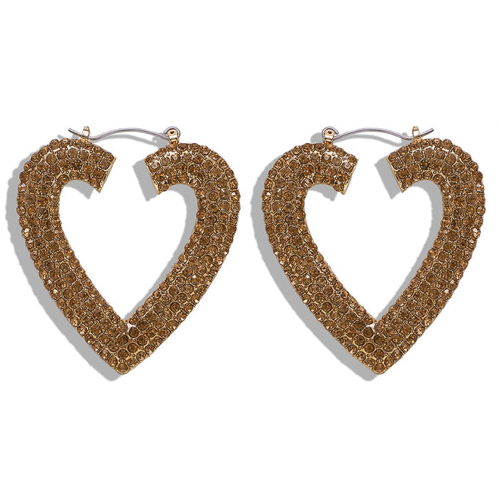 Wholesale Earrings Alloy Shiny Rhinestone Love Heart JDC-ES-V058