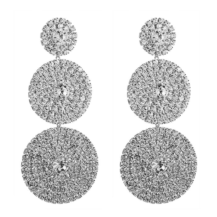 Pendientes de diamantes redondos de múltiples capas al por mayor Drunchón de vidrio de diamantes de diamantes de imitación JDC-ES-JL1074