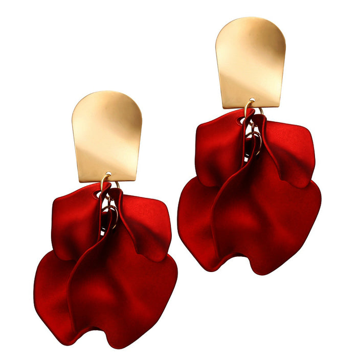 Jewelry WholesaleWholesale New Alloy Red Rose Petal Earrings JDC-ES-F009 earrings 韩之尚 %variant_option1% %variant_option2% %variant_option3%  Factory Price JoyasDeChina Joyas De China