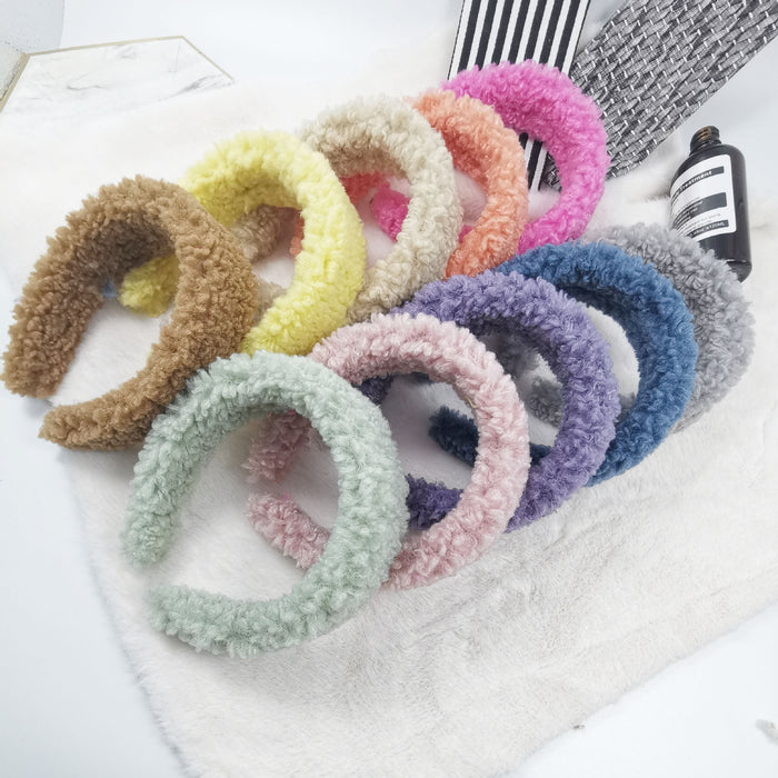 Wholesale Lamb Plush Candy Color Headband MOQ≥2 JDC-HD-JZhe001