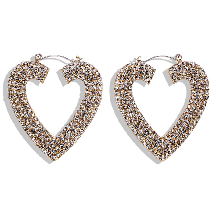 Wholesale Earrings Alloy Shiny Rhinestone Love Heart JDC-ES-V058