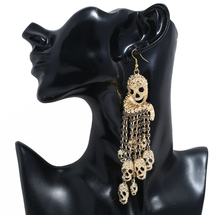 Wholesale earrings alloy exaggerated skull fringe MQO≥2 JDC-ES-zhuoq001