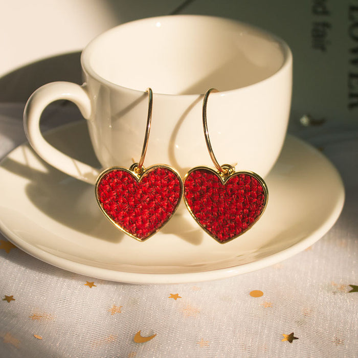 Wholesale Alloy Heart Earrings Braided MQO≥2 JDC-ES-qiuse014