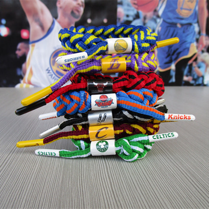Wholesale Basketball Team Rope Laces Woven Bracelet Adjustable Sports Wristband Rubber Bracelet JDC-BT-MKW004