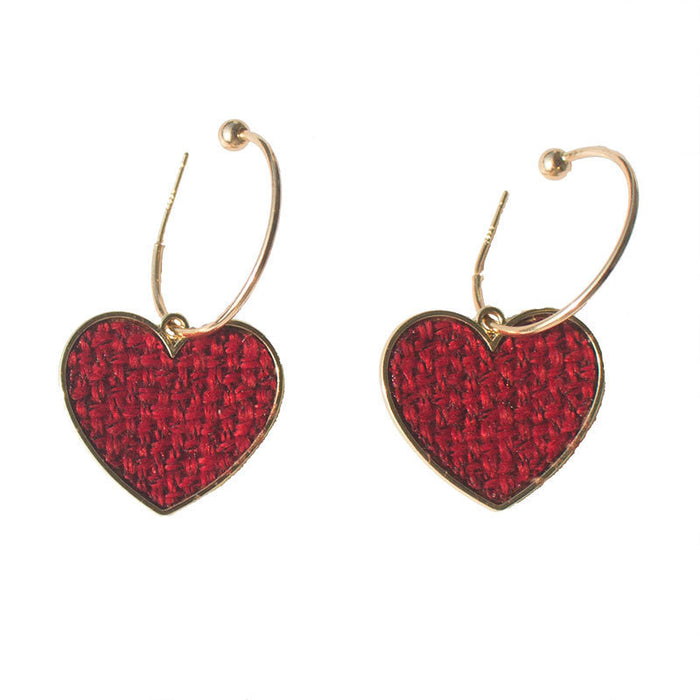 Wholesale Alloy Heart Earrings Braided MQO≥2 JDC-ES-qiuse014