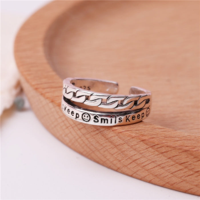 Wholesale Thai Silver Vintage Smiley Ring JDC-RS-CanD003