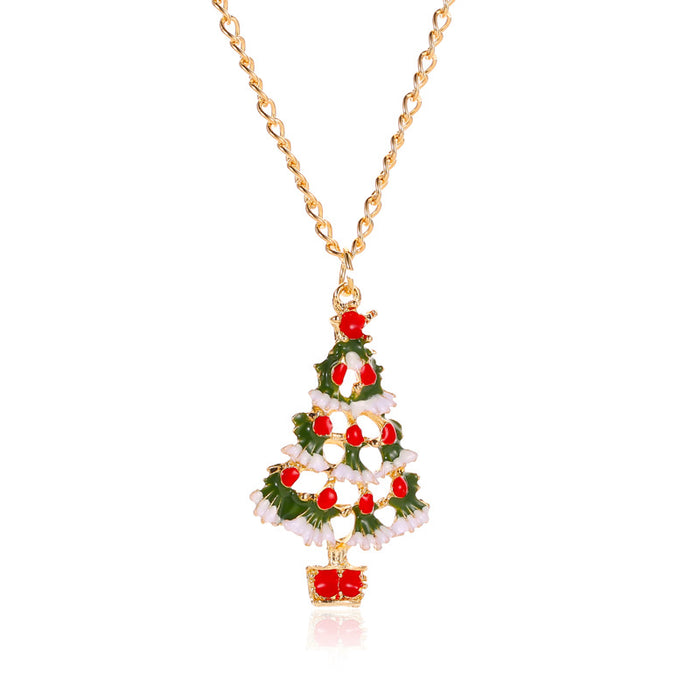 Wholesale Necklace Alloy Ceramic Christmas Color Cartoon Earrings Set JDC-NE-D347