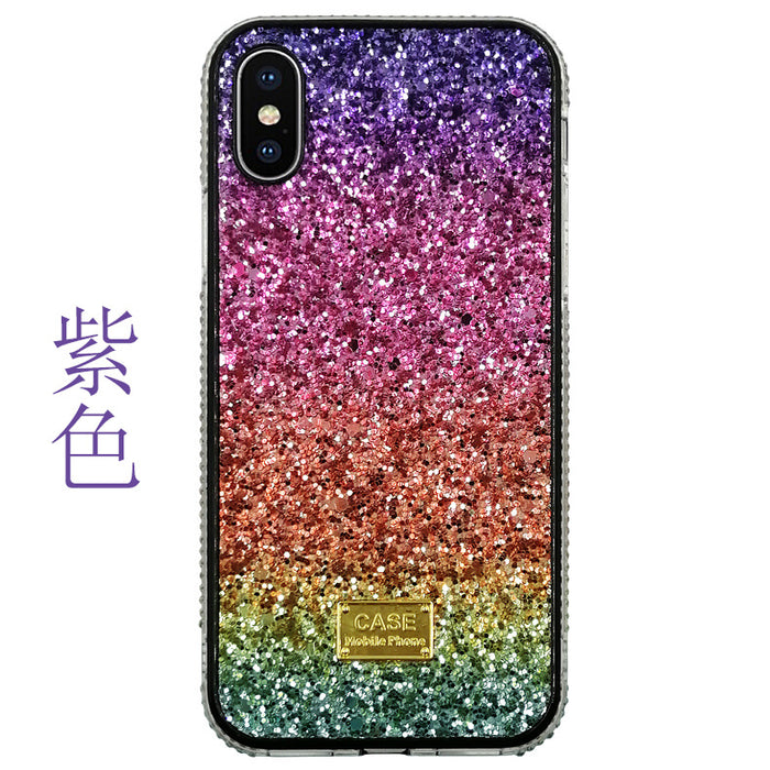 Case de teléfonos móviles al por mayor Gradiente de teléfono Rainbow Glitter Powder Protective Cover MOQ≥2 JDC-PC-XBJ006