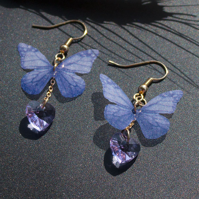 Wholesale Alloy Butterfly Love Crystal Earrings Stars Moon MOQ≥2 JDC-ES-qiuse001