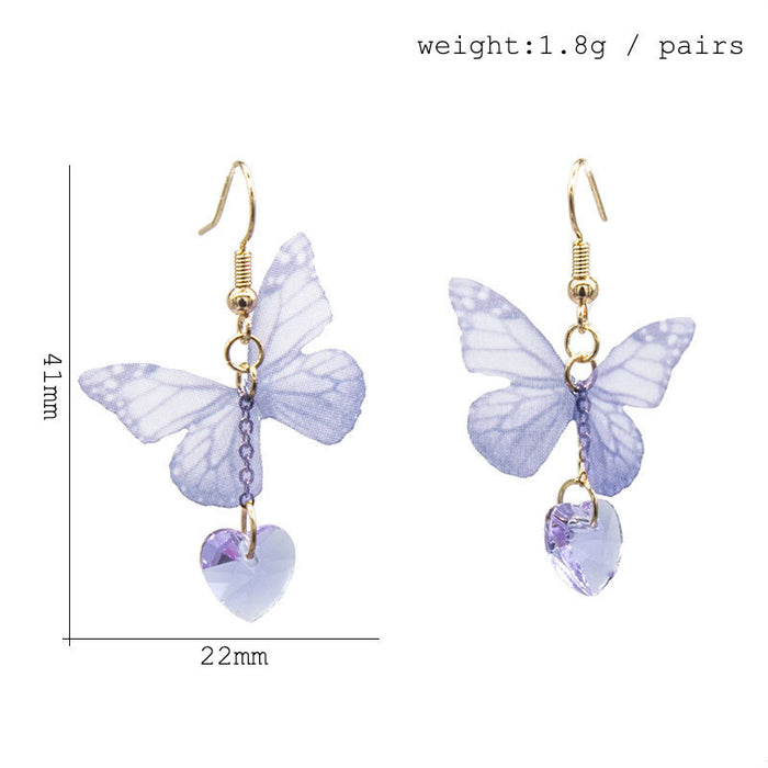 Wholesale Alloy Butterfly Love Crystal Earrings Stars Moon MOQ≥2 JDC-ES-qiuse001