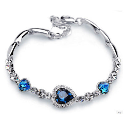 Wholesale Bracelet Alloy Love Heart Peach Heart Crystal Diamonds JDC-BT-SLZ008
