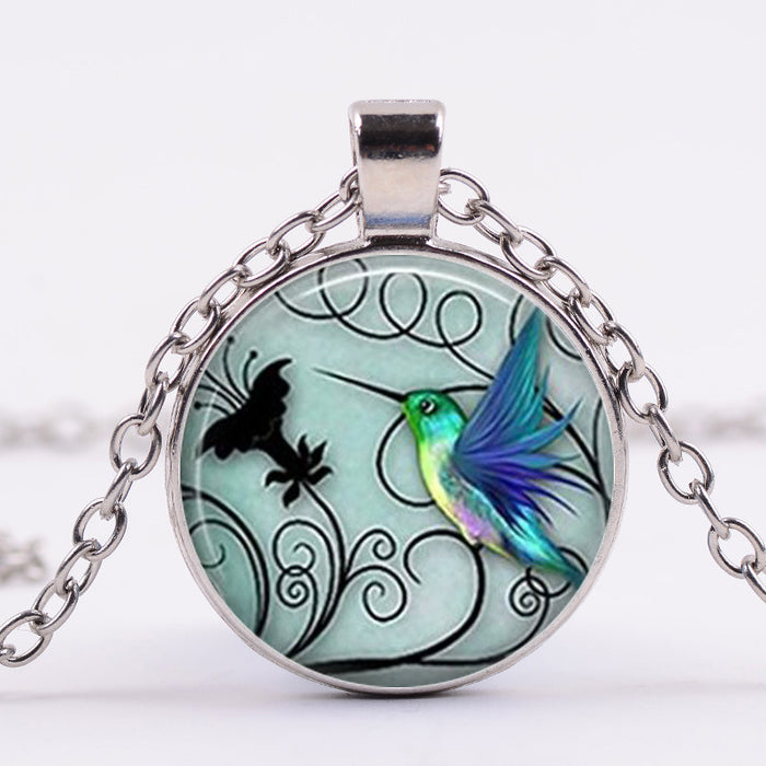 Wholesale Necklace Alloy Blue Hummingbird Time Gemstone JDC-NE-Haobiao001