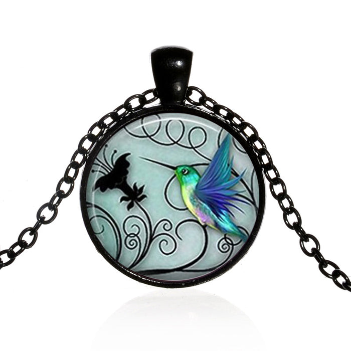 Wholesale Necklace Alloy Blue Hummingbird Time Gemstone JDC-NE-Haobiao001