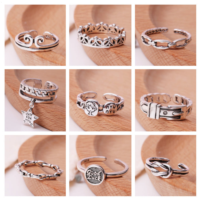 Wholesale Thai Silver Vintage Smiley Ring JDC-RS-CanD003