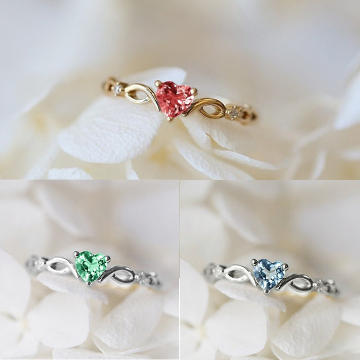 Wholesale Ring Alloy Heart Ocean Blue Topaz Women's Engagement MOQ≥2 JDC-RS-ZhanJ002