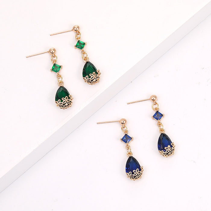 Wholesale Copper Multicolor Drop Shape Crystal Glass Earrings JDC-ES-zhongn020
