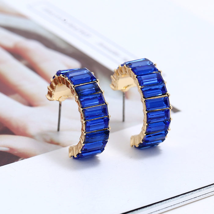Wholesale earrings alloy colored diamond crystal gemstone C type MQO≥2 JDC-ES-zhuoq010