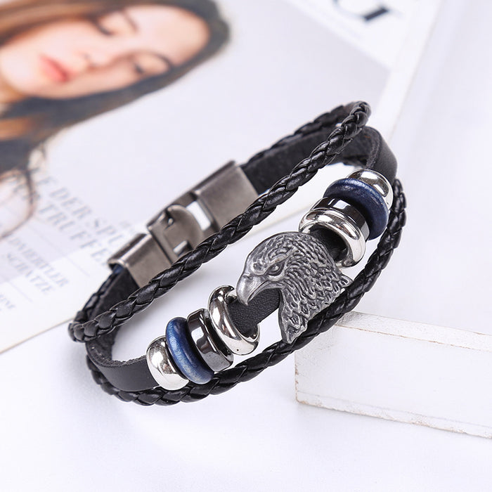 Wholesale Alloy Eagle Braided Leather Bracelet JDC-BT-SaiH010